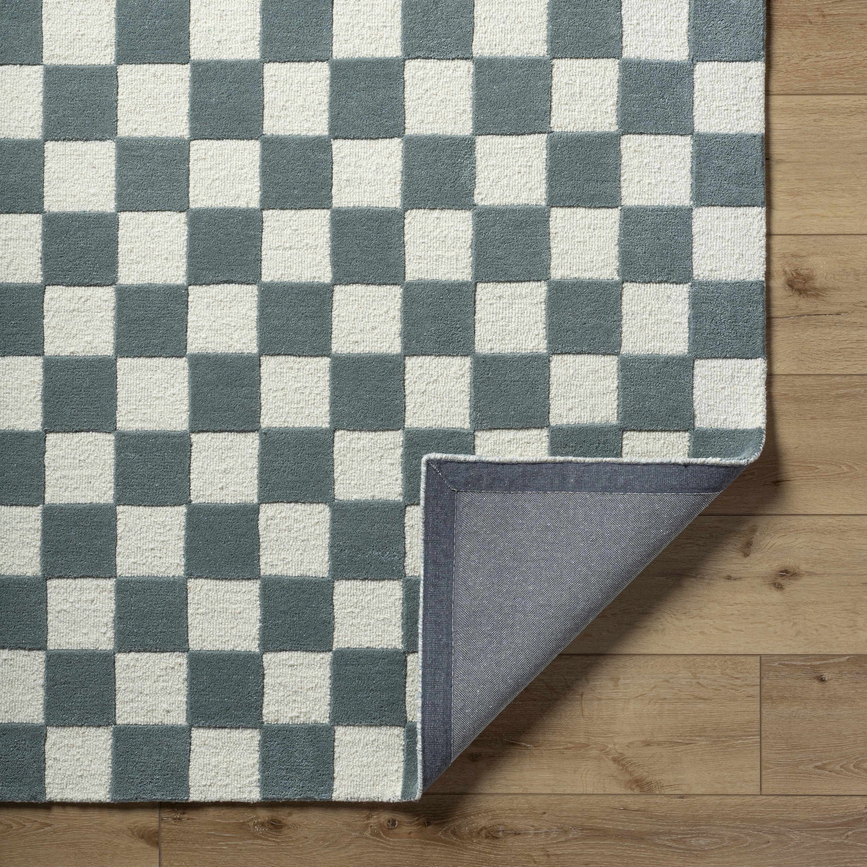 Timin Blue Gray Checkered Area Rug - Clearance - Ornate Home