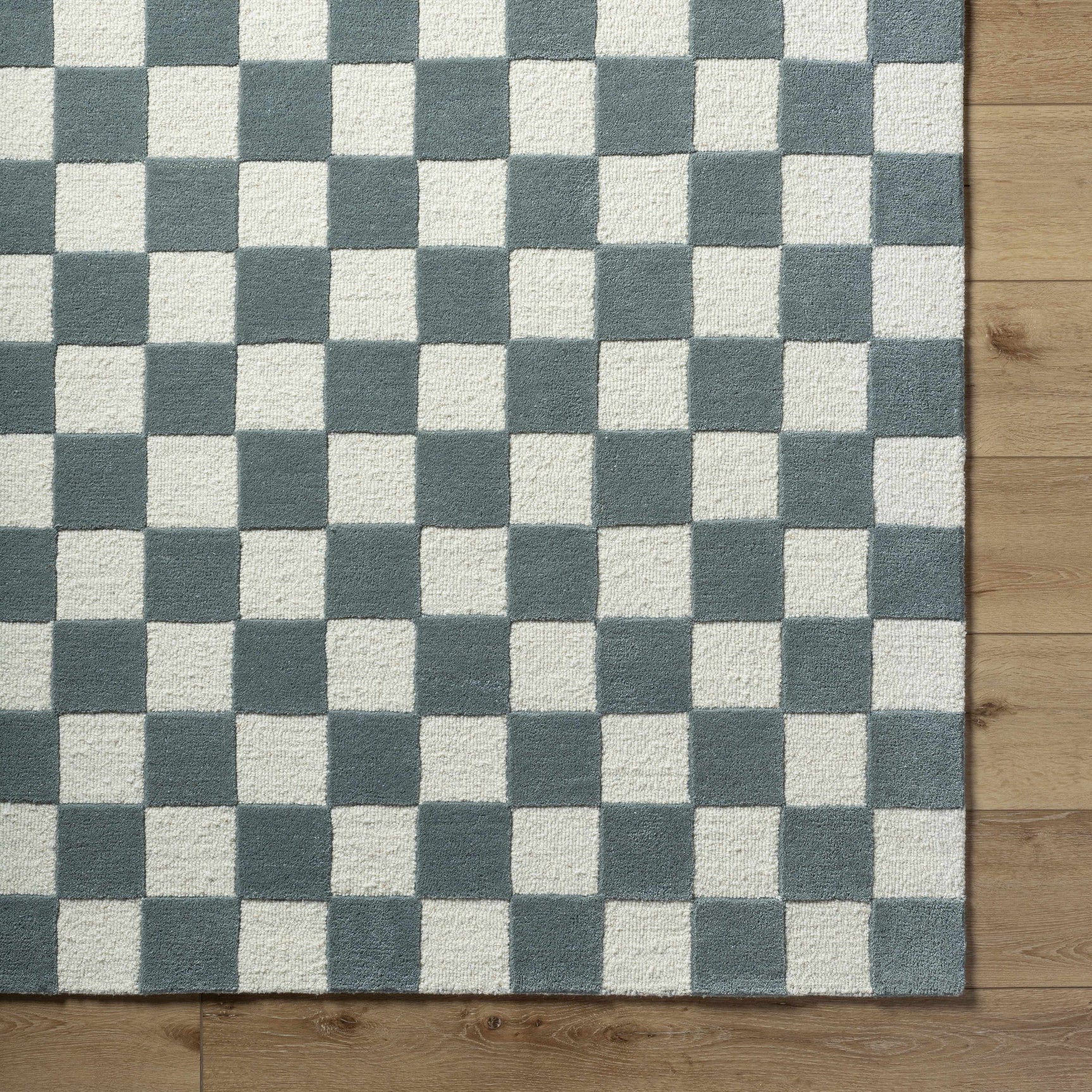 Timin Blue Gray Checkered Area Rug - Clearance - Ornate Home