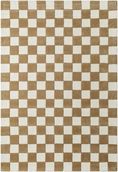 Timin Brown Checkered Wool Area Carpet - Clearance - Ornate Home