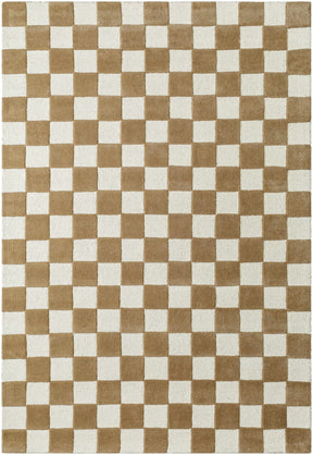 Timin Brown Checkered Wool Area Carpet - Clearance - Ornate Home