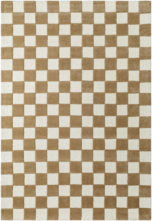 Timin Brown Checkered Wool Area Carpet - Clearance - Ornate Home
