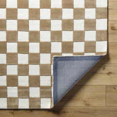 Timin Brown Checkered Wool Area Carpet - Clearance - Ornate Home