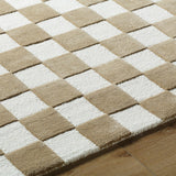 Timin Brown Checkered Wool Area Carpet - Clearance - Ornate Home