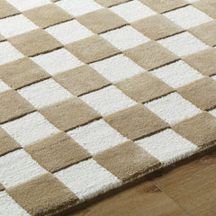 Timin Brown Checkered Wool Area Carpet - Clearance - Ornate Home