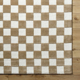Timin Brown Checkered Wool Area Carpet - Clearance - Ornate Home