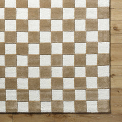 Timin Brown Checkered Wool Area Carpet - Clearance - Ornate Home