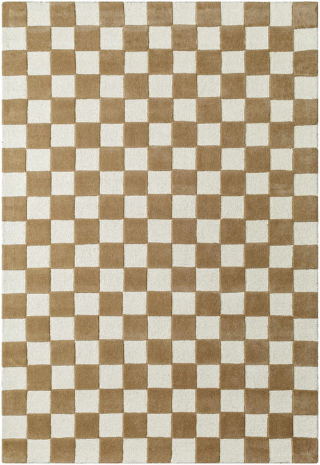 Timin Brown Checkered Wool Area Carpet - Ornate Home