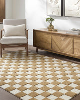 Timin Camel Checkered Area Rug - Clearance - Ornate Home