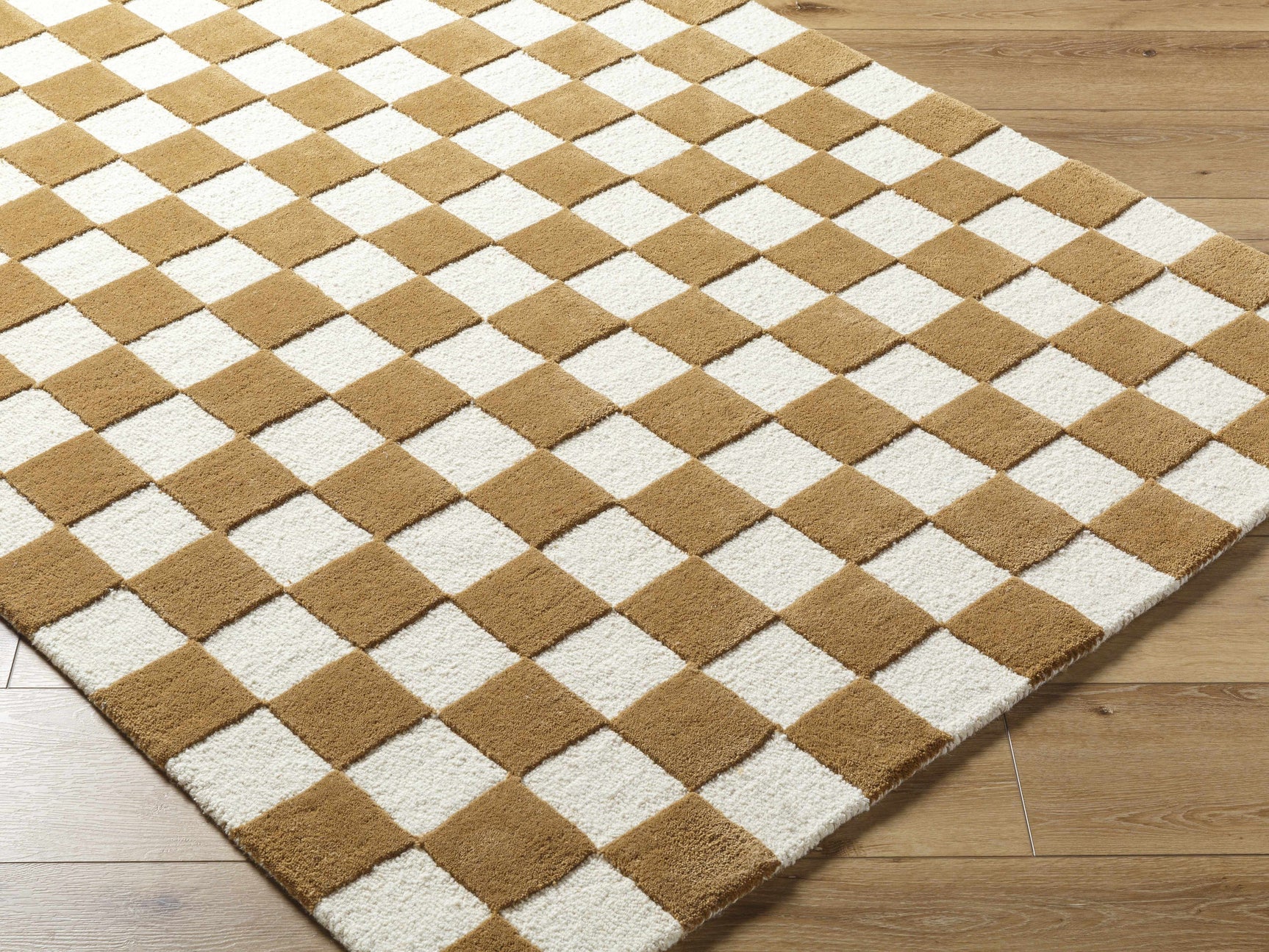 Timin Camel Checkered Area Rug - Ornate Home
