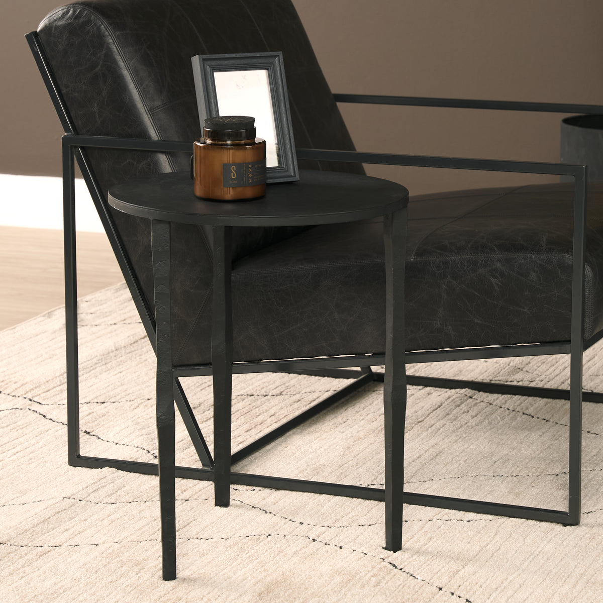 Timothy Black Ebony Iron Side Table - Ornate Home