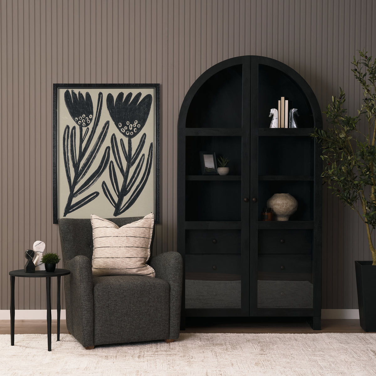 Timothy Black Ebony Iron Side Table - Ornate Home