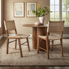 Tindra Walnut Woven Dining Chairs (Set of 2) - Ornate Home