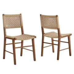 Tindra Walnut Woven Dining Chairs (Set of 2) - Ornate Home