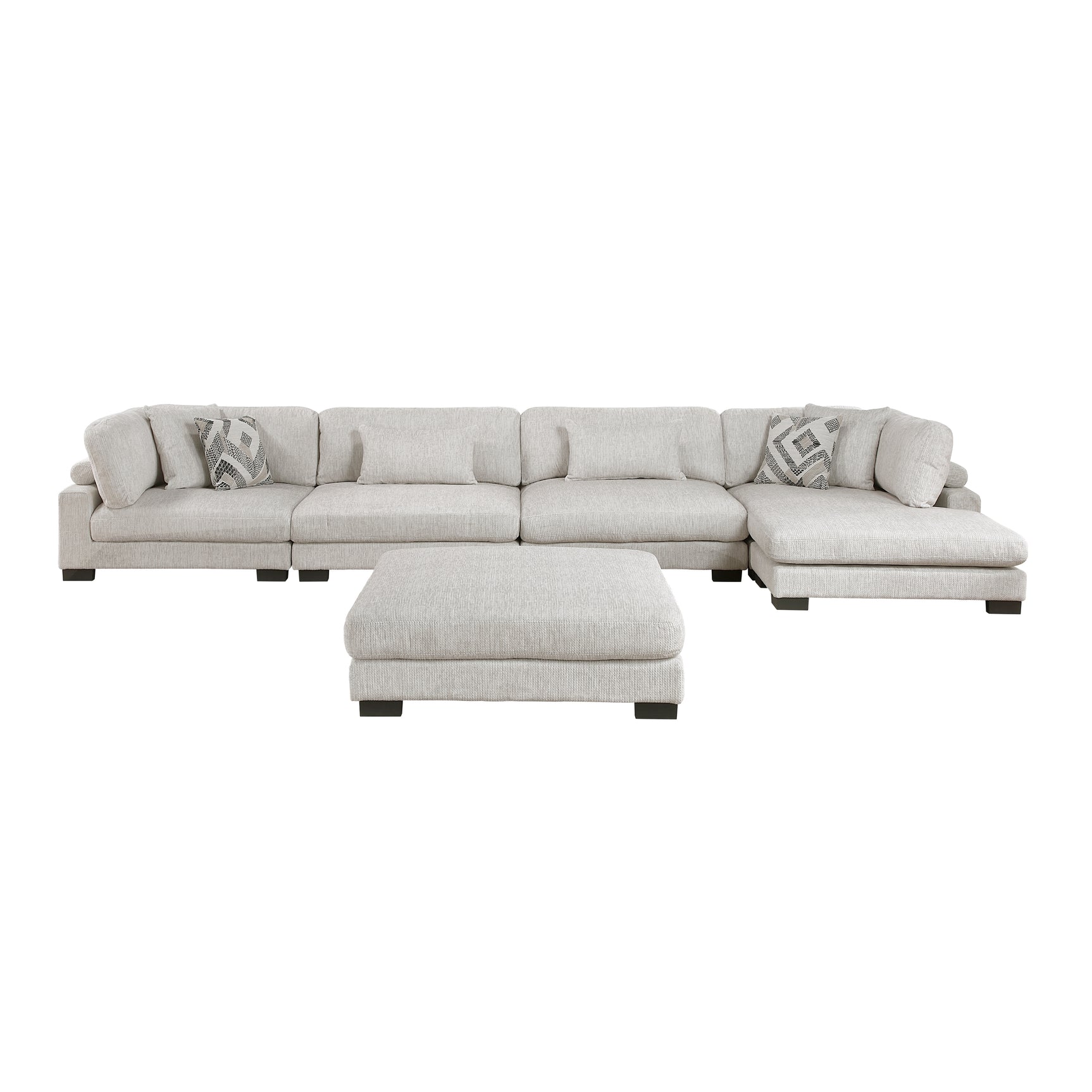 Tinley Beige 5-Piece Modular Sectional with Chaise and Ottoman - Ornate Home