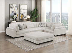 Tinley Beige Ottoman - Ornate Home