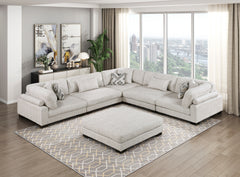 Tinley Beige Ottoman - Ornate Home