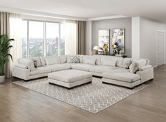 Tinley Beige Ottoman - Ornate Home
