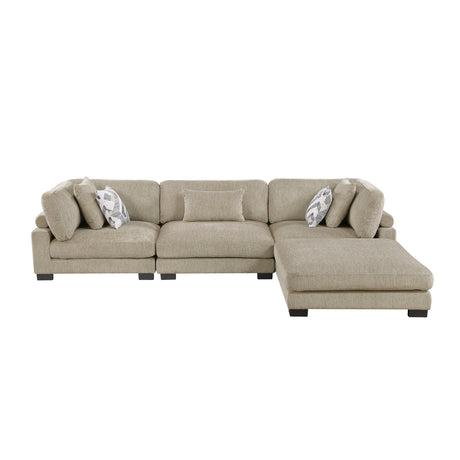 Tinley Brown 4-Piece Modular Sectional with Ottoman - Ornate Home