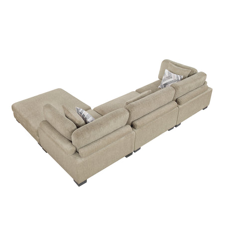 Tinley Brown 4-Piece Modular Sectional with Ottoman - Ornate Home