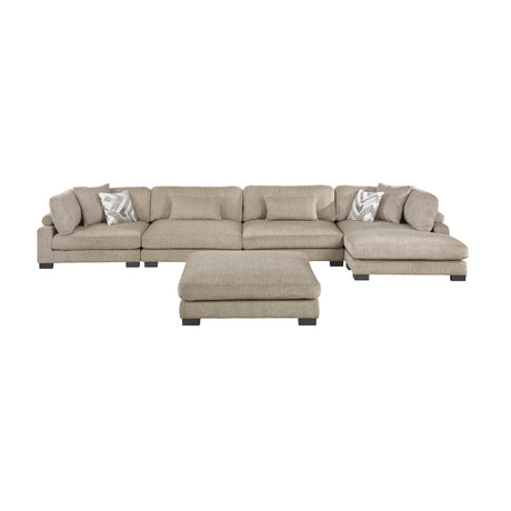 Tinley Brown 5-Piece Modular Sectional with Chaise and Ottoman - Ornate Home