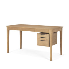 Tino Light Brown Oak Wood with 4 Drawers Desk - Ornate Home