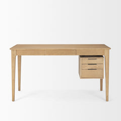Tino Light Brown Oak Wood with 4 Drawers Desk - Ornate Home