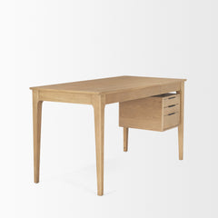 Tino Light Brown Oak Wood with 4 Drawers Desk - Ornate Home