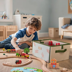Tiny Land® 110-Piece Wooden Train Set with Folding Storage Box - Ornate Home