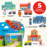 Tiny Land® 110-Piece Wooden Train Set with Folding Storage Box - Ornate Home