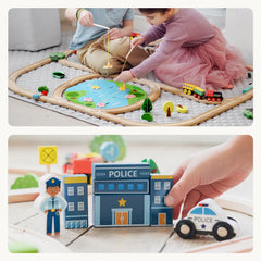 Tiny Land® 110-Piece Wooden Train Set with Folding Storage Box - Ornate Home
