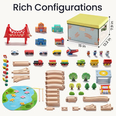 Tiny Land® 110-Piece Wooden Train Set with Folding Storage Box - Ornate Home