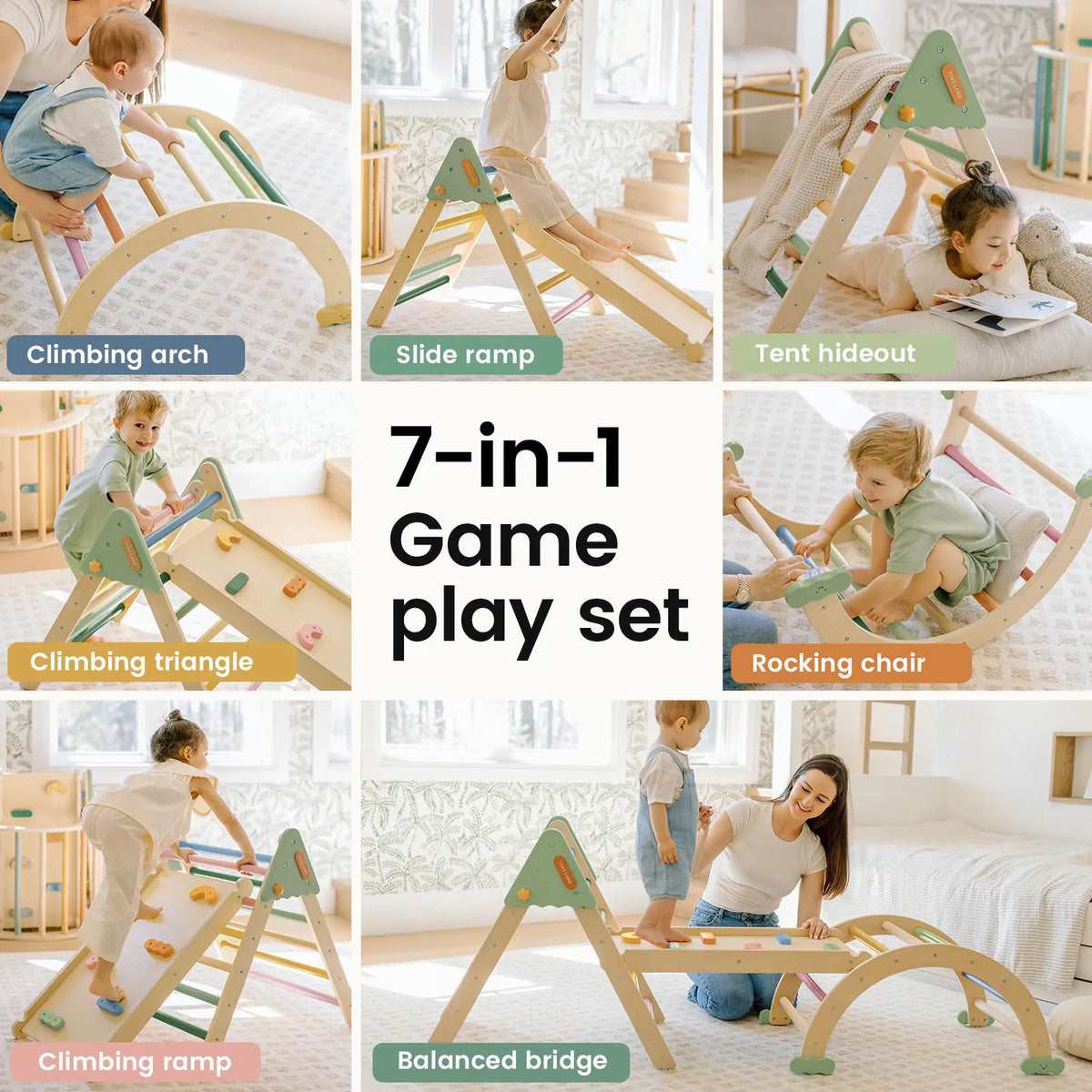 Tiny Land® 7-in-1 Morandi Pikler Triangle Set - Ornate Home