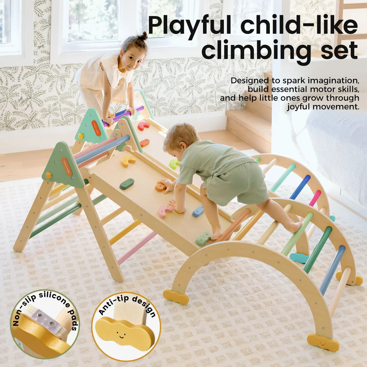 Tiny Land® 7-in-1 Morandi Pikler Triangle Set - Ornate Home