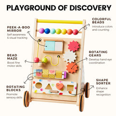 Tiny Land® Premium Natural Wooden Activity Walker - Ornate Home