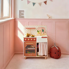 Tiny Land® Wooden Play Kitchen for Toddlers - Honey Kitchenette Pretend Cooking Set - Ornate Home