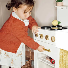 Tiny Land® Wooden Play Kitchen for Toddlers - Honey Kitchenette Pretend Cooking Set - Ornate Home
