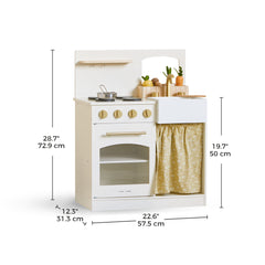 Tiny Land® Wooden Play Kitchen for Toddlers - Honey Kitchenette Pretend Cooking Set - Ornate Home