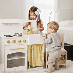 Tiny Land® Wooden Play Kitchen for Toddlers - Honey Kitchenette Pretend Cooking Set - Ornate Home