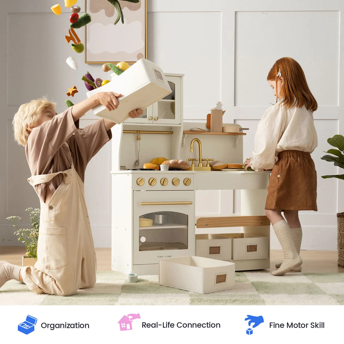 Tiny Land® Wooden Play Kitchen with Storage for Creative Toddlers - Ornate Home