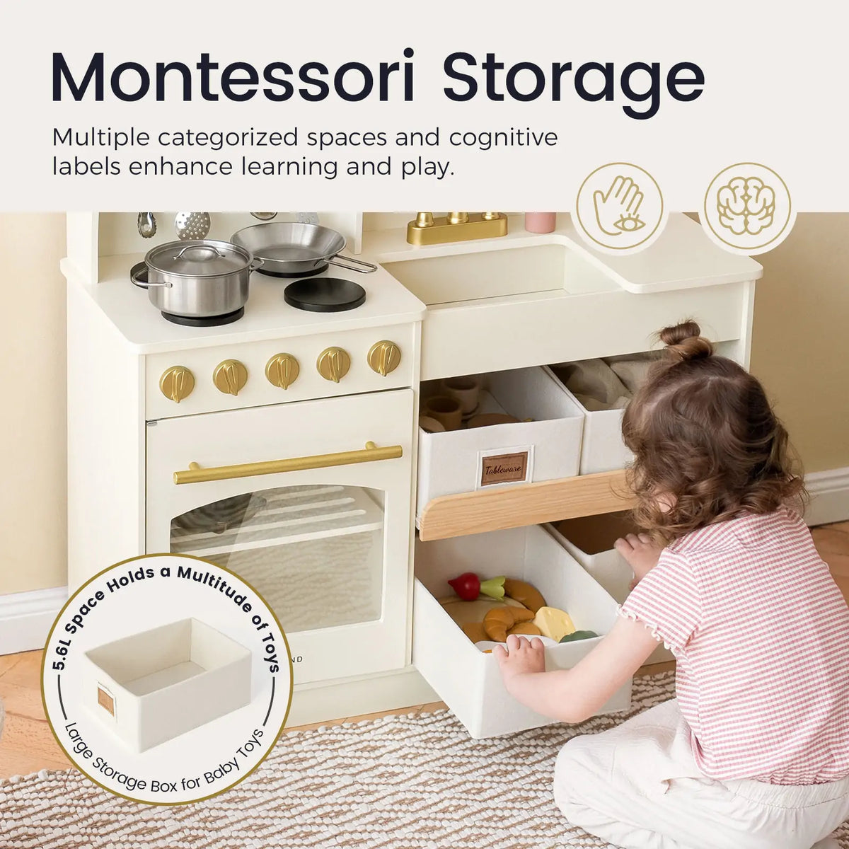 Tiny Land® Wooden Play Kitchen with Storage for Creative Toddlers - Ornate Home