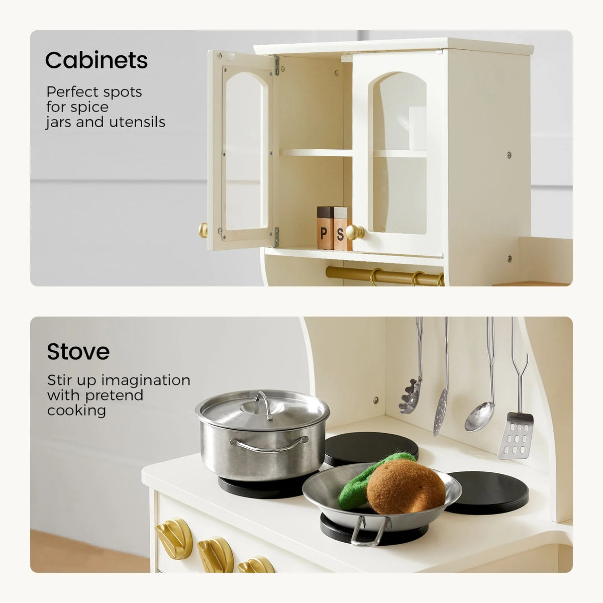 Tiny Land® Wooden Play Kitchen with Storage for Creative Toddlers - Ornate Home