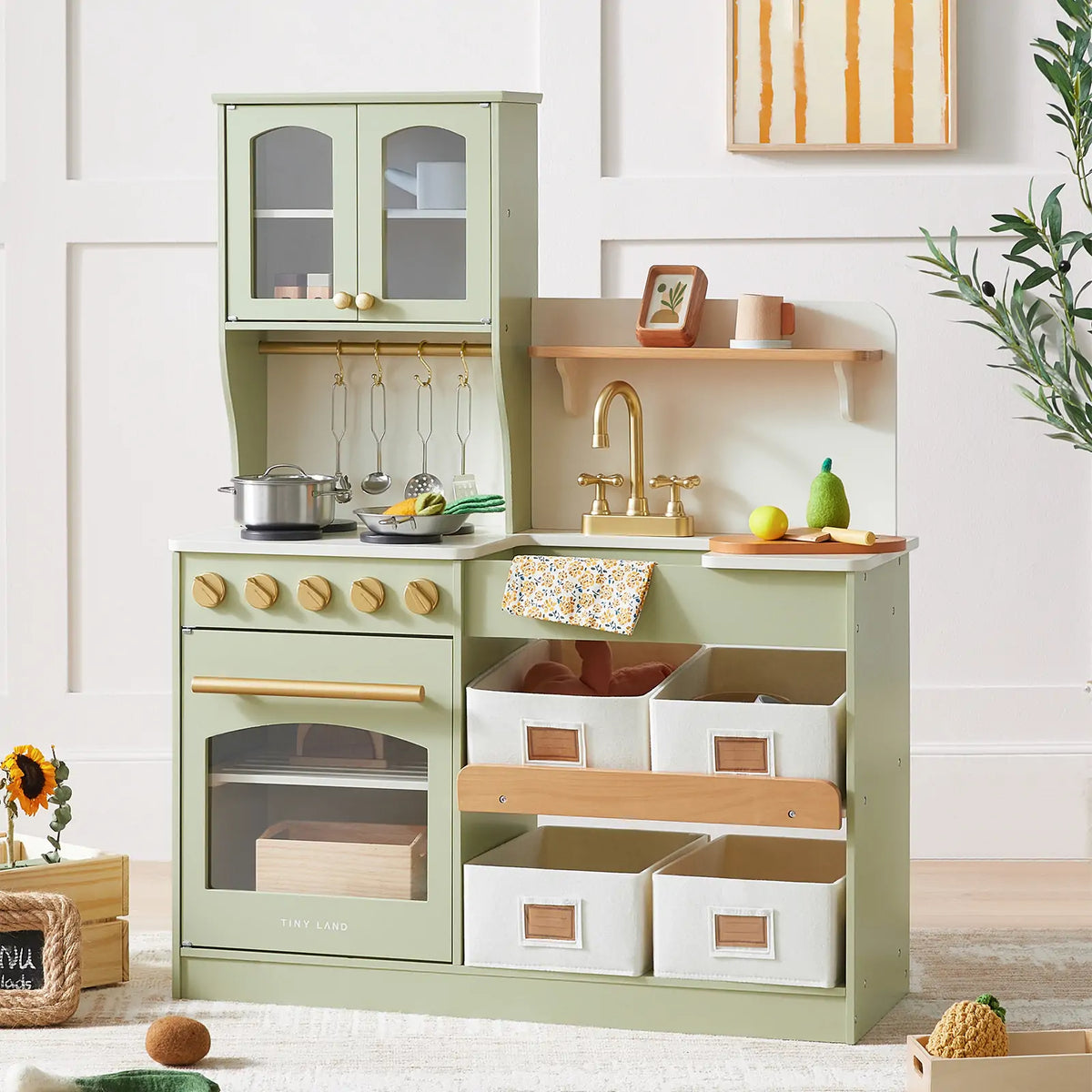 Tiny Land® Wooden Play Kitchen with Storage for Creative Toddlers - Ornate Home
