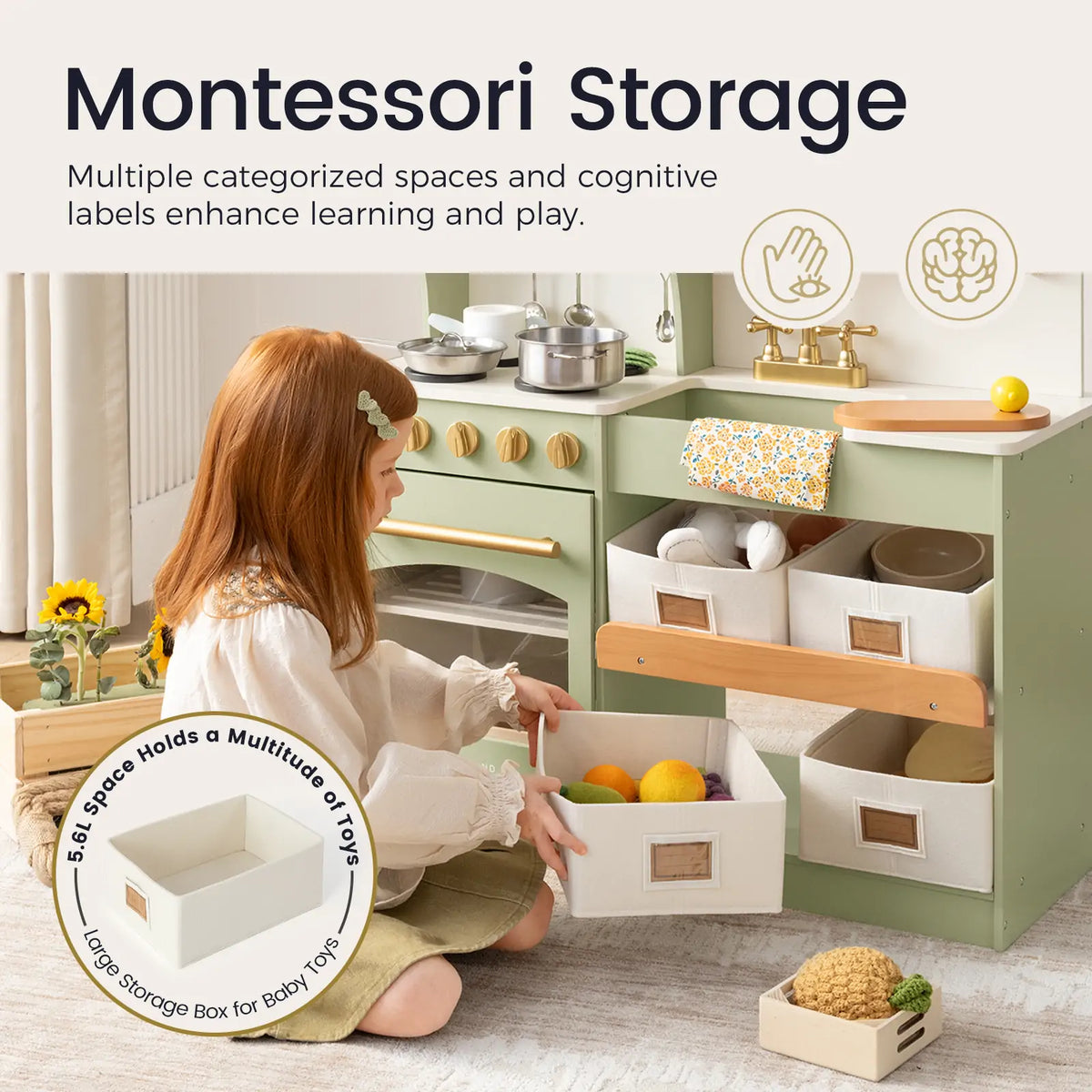 Tiny Land® Wooden Play Kitchen with Storage for Creative Toddlers - Ornate Home