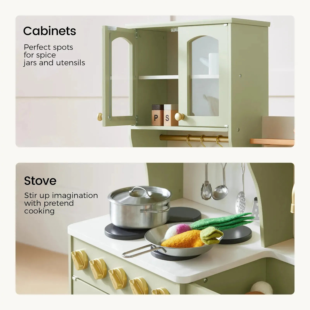 Tiny Land® Wooden Play Kitchen with Storage for Creative Toddlers - Ornate Home