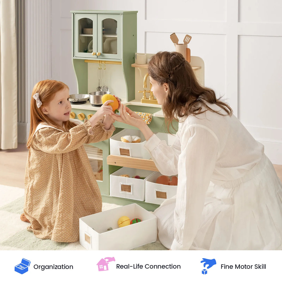 Tiny Land® Wooden Play Kitchen with Storage for Creative Toddlers - Ornate Home
