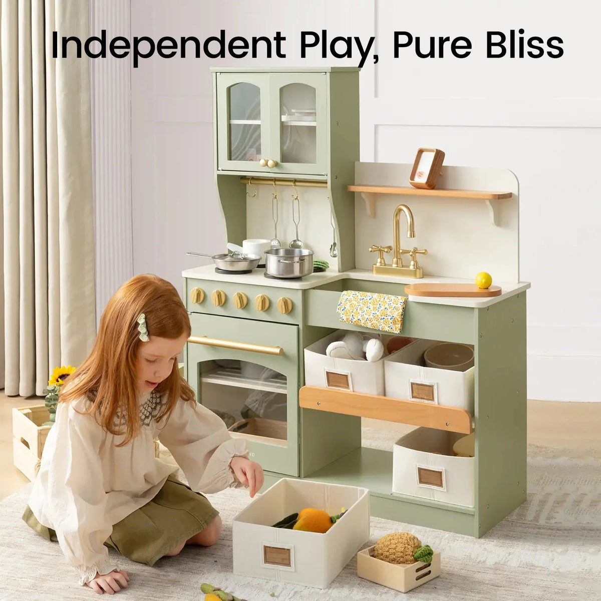Tiny Land® Wooden Play Kitchen with Storage for Creative Toddlers - Ornate Home