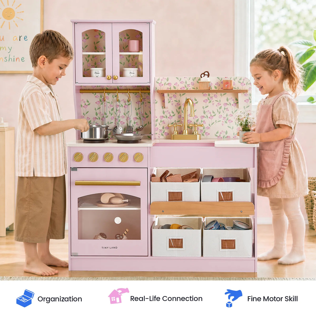 Tiny Land® Wooden Play Kitchen with Storage for Creative Toddlers - Ornate Home