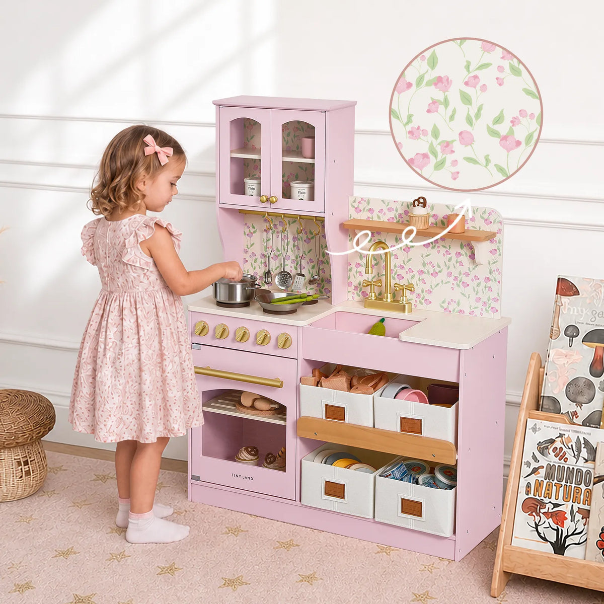 Tiny Land® Wooden Play Kitchen with Storage for Creative Toddlers - Ornate Home