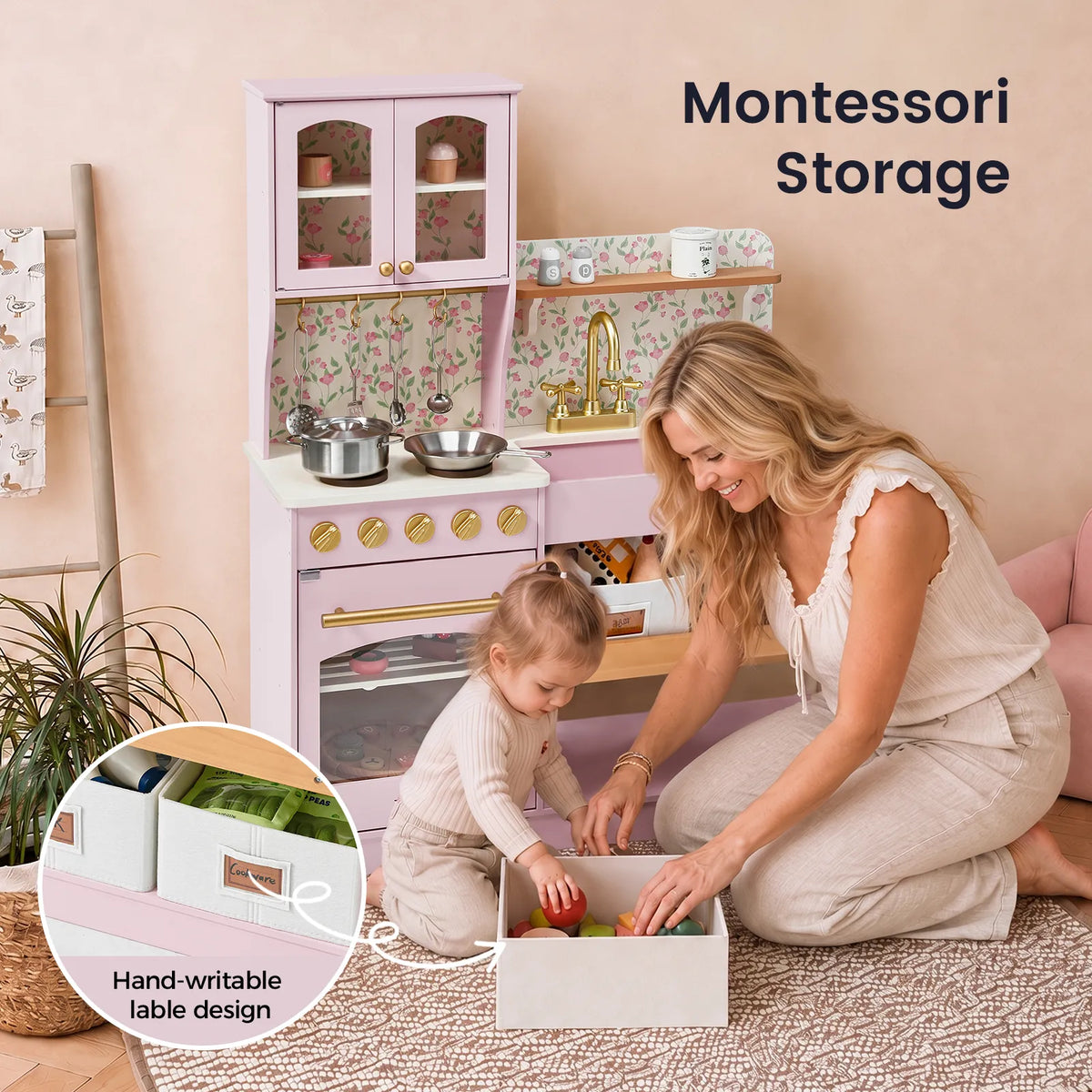Tiny Land® Wooden Play Kitchen with Storage for Creative Toddlers - Ornate Home