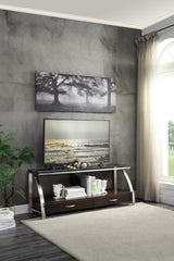 Tioga Espresso/Chrome TV Stand - Ornate Home